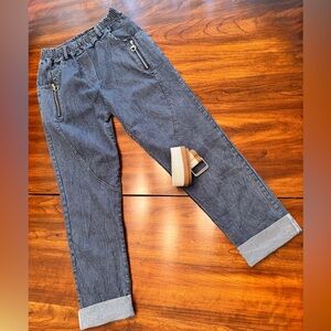 DENIM JEANS elastic waist & belt loops. Size small.